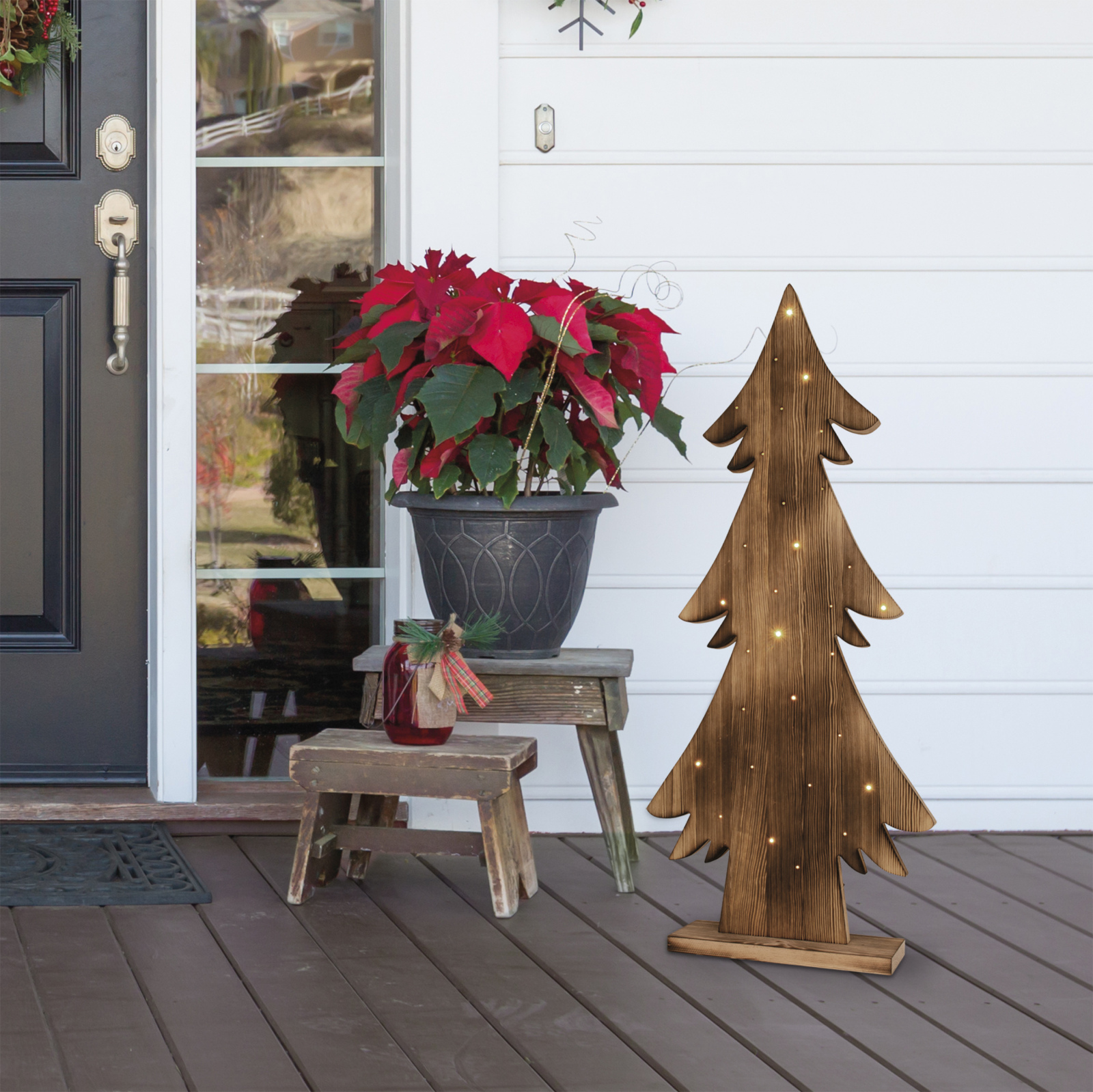 LED-Holztannenbaum - warmweiß - 90 cm hoch