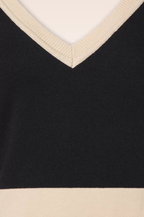 Smashed Lemon Maya gebreide jurk in zwart en zand