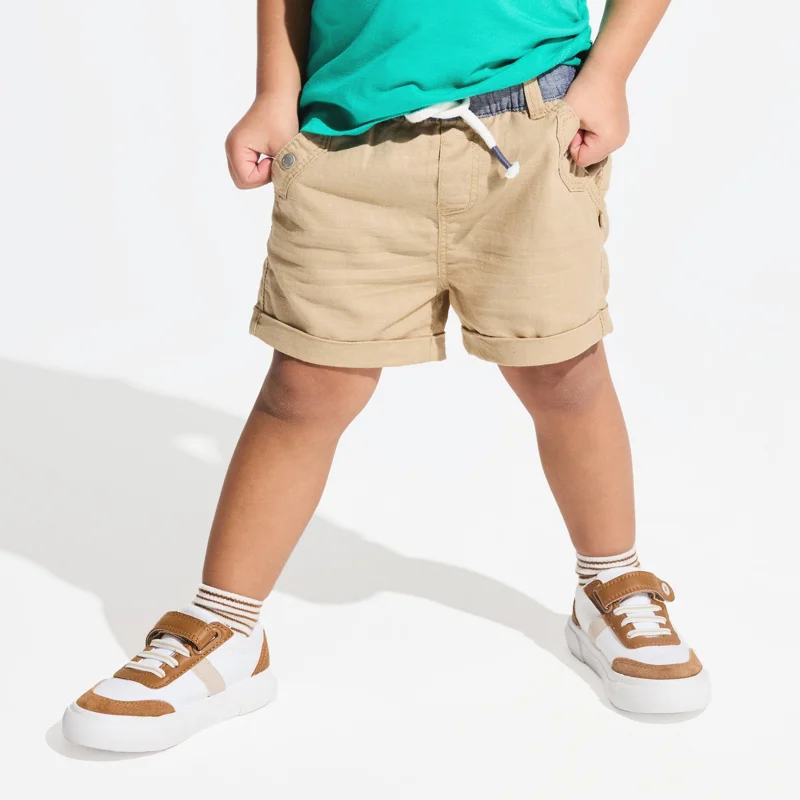 Short en lin et coton beige bébé garçon Beige