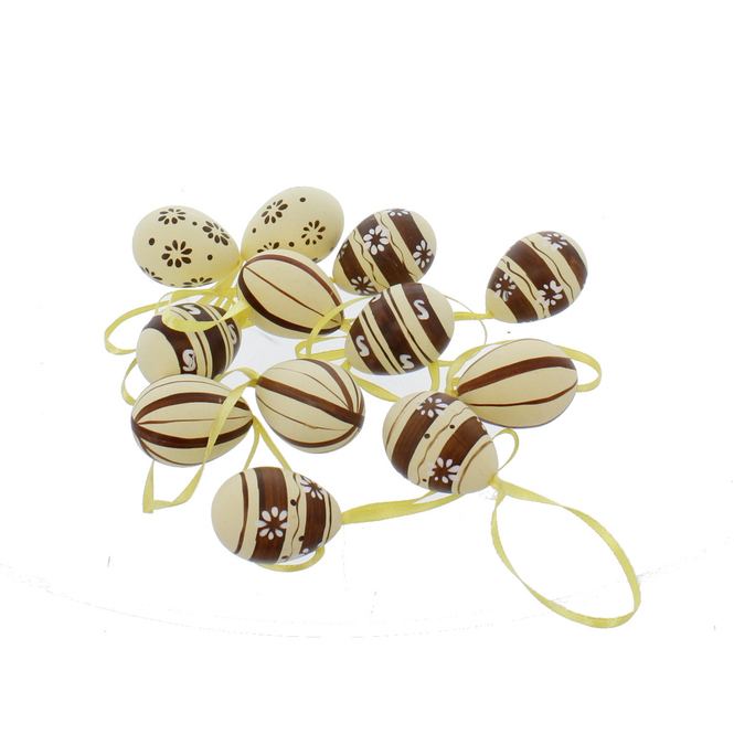 Ostereier zum Hängen - ca. 4 x 2,5 cm - 12 Stück - 1 Set