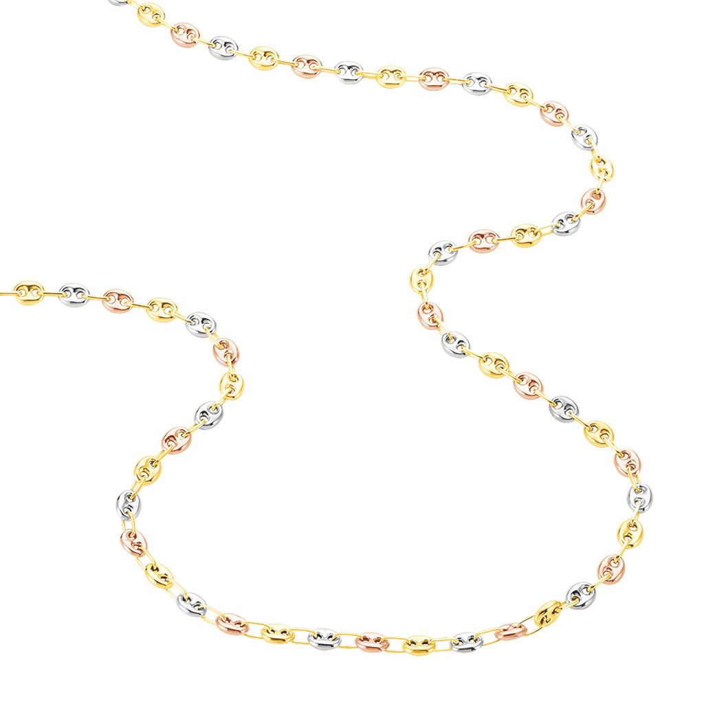 Collier Lou-ange Maille Grain De Café Or Tricolore