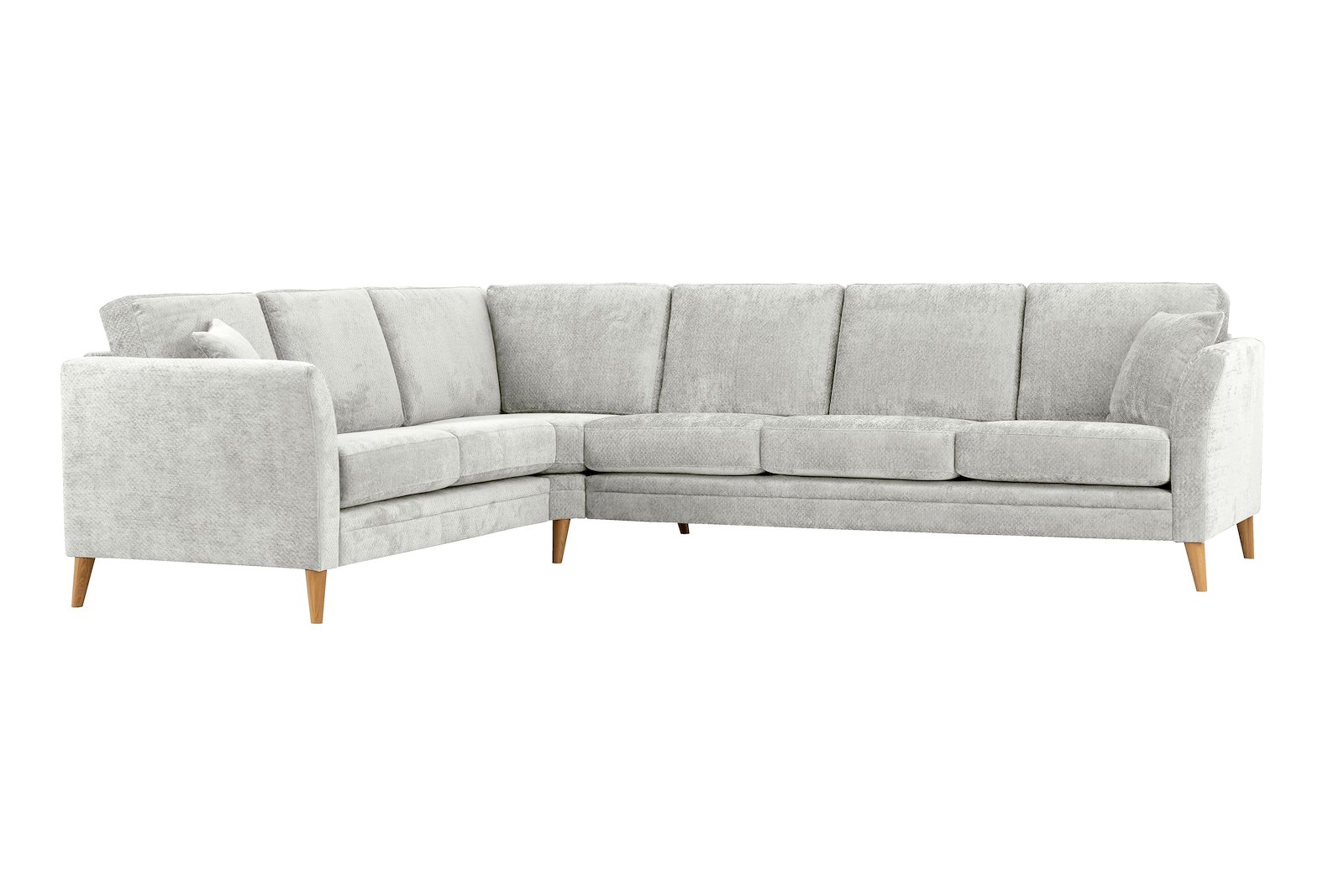 Eden hjørnesofa 23 hjørne i tekstil Movie 3/1 Light Grey med ben i eik natur (15137).