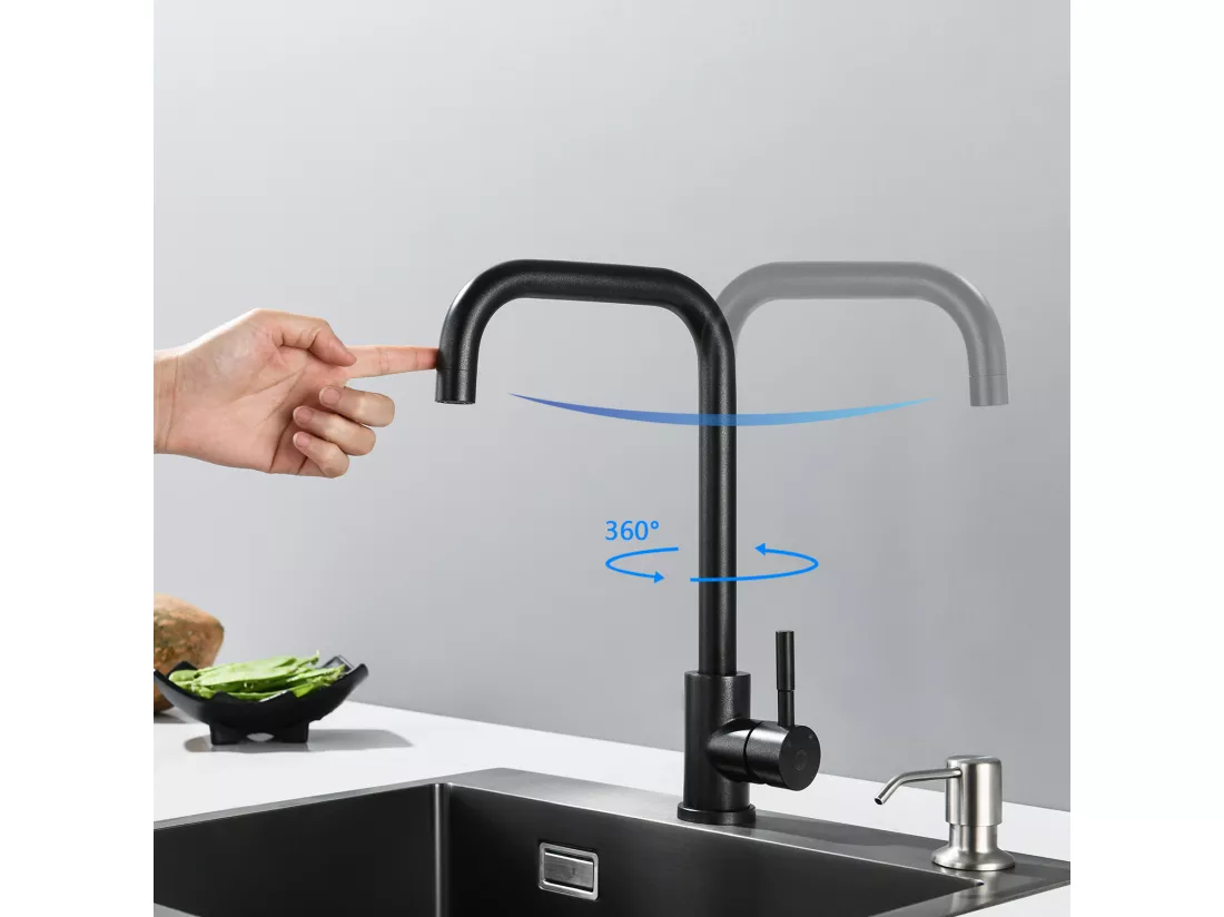 Cecipa max Robinet Cuisine Noir Nacré, Mitigeur Cuisine Noir Mat à Poignée Unique, Robinet Mitigeur Cuisine en Acier Inoxydable,EU Modèle