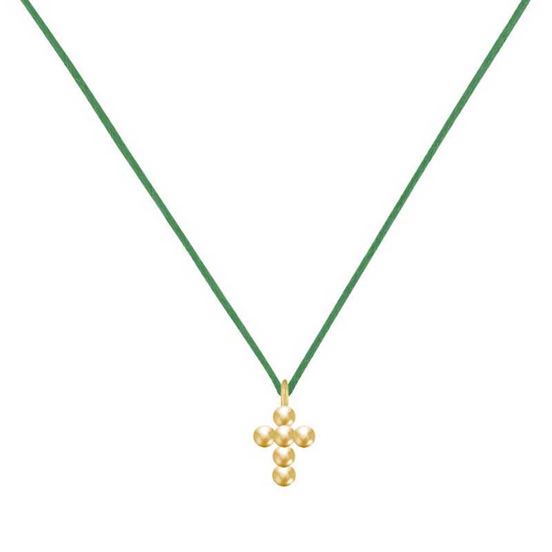 Collier Lien Plaqué Or Petite Croix de Billes