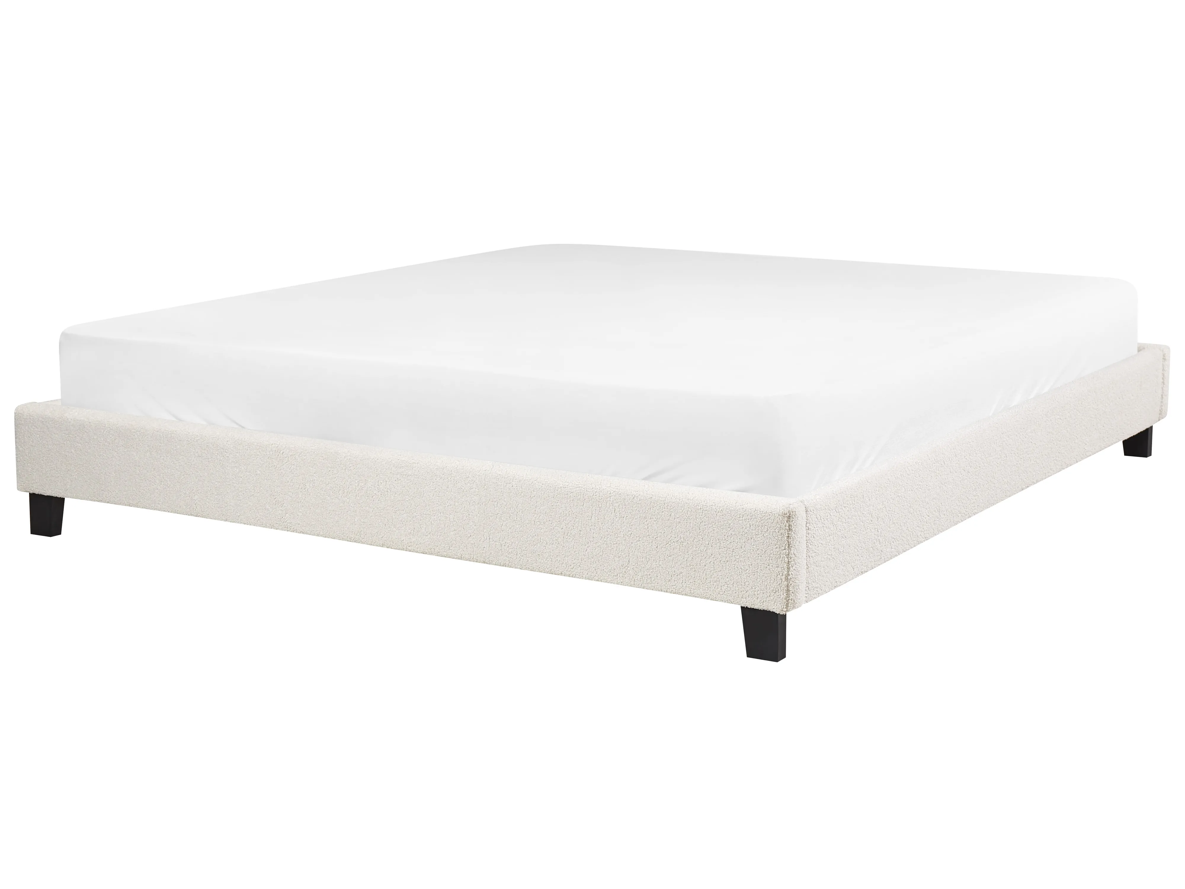 Bed zonder hoofdbord Bouclé ROANNE 180 x 200 cm Lichtbeige