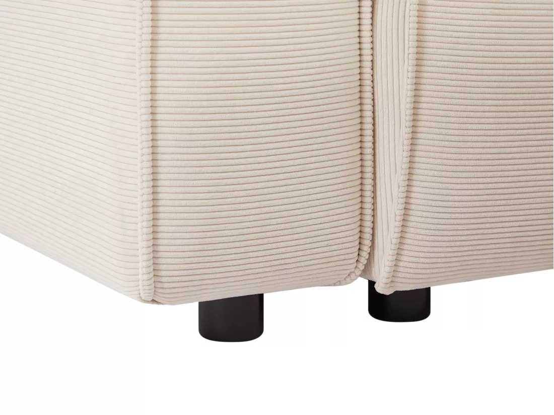 Grand canapé d'angle droit et pouf en velours côtelé beige BORORE de Pascal Morabito