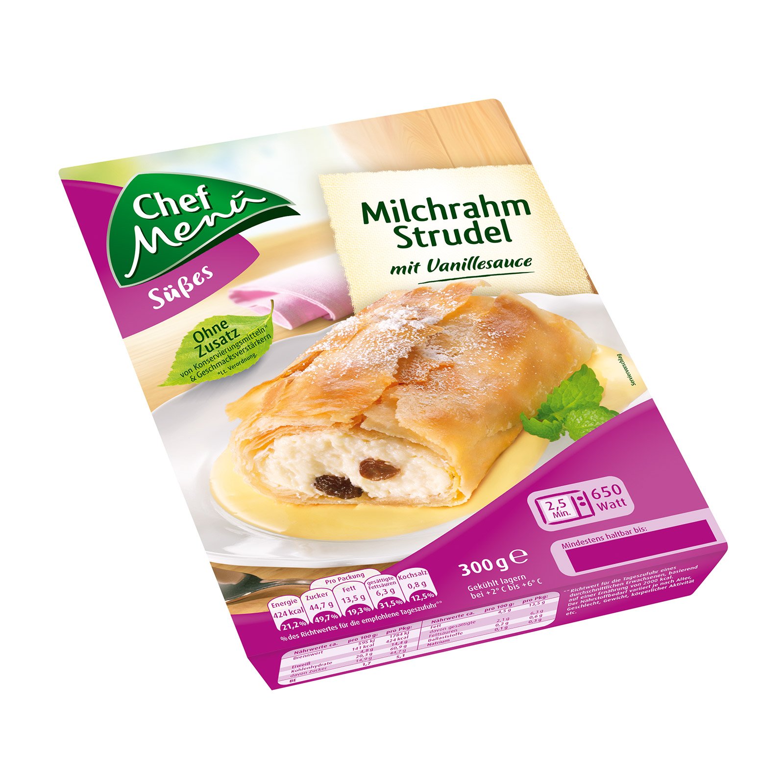 Milchrahm Strudel mit Vanillesauce