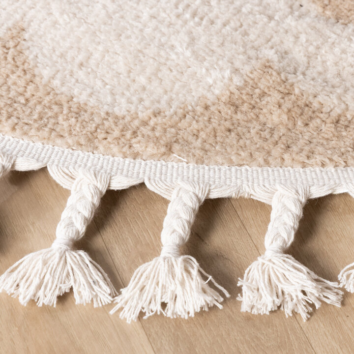 Rond wasbaar kindervloerkleed - Moos Flower Creme