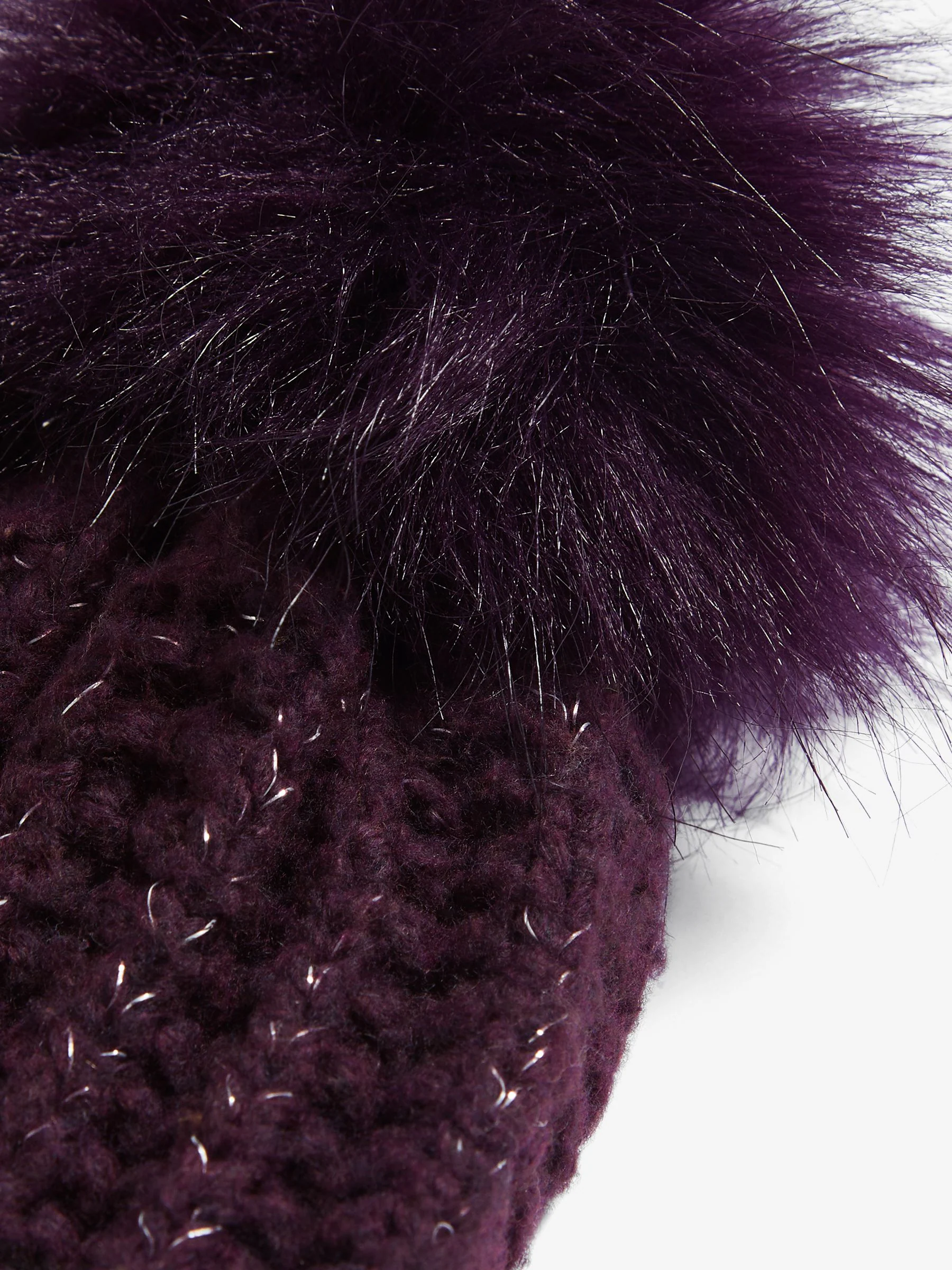 Paarsrood - Lipsy Shimmer Ribbed Pom Hat