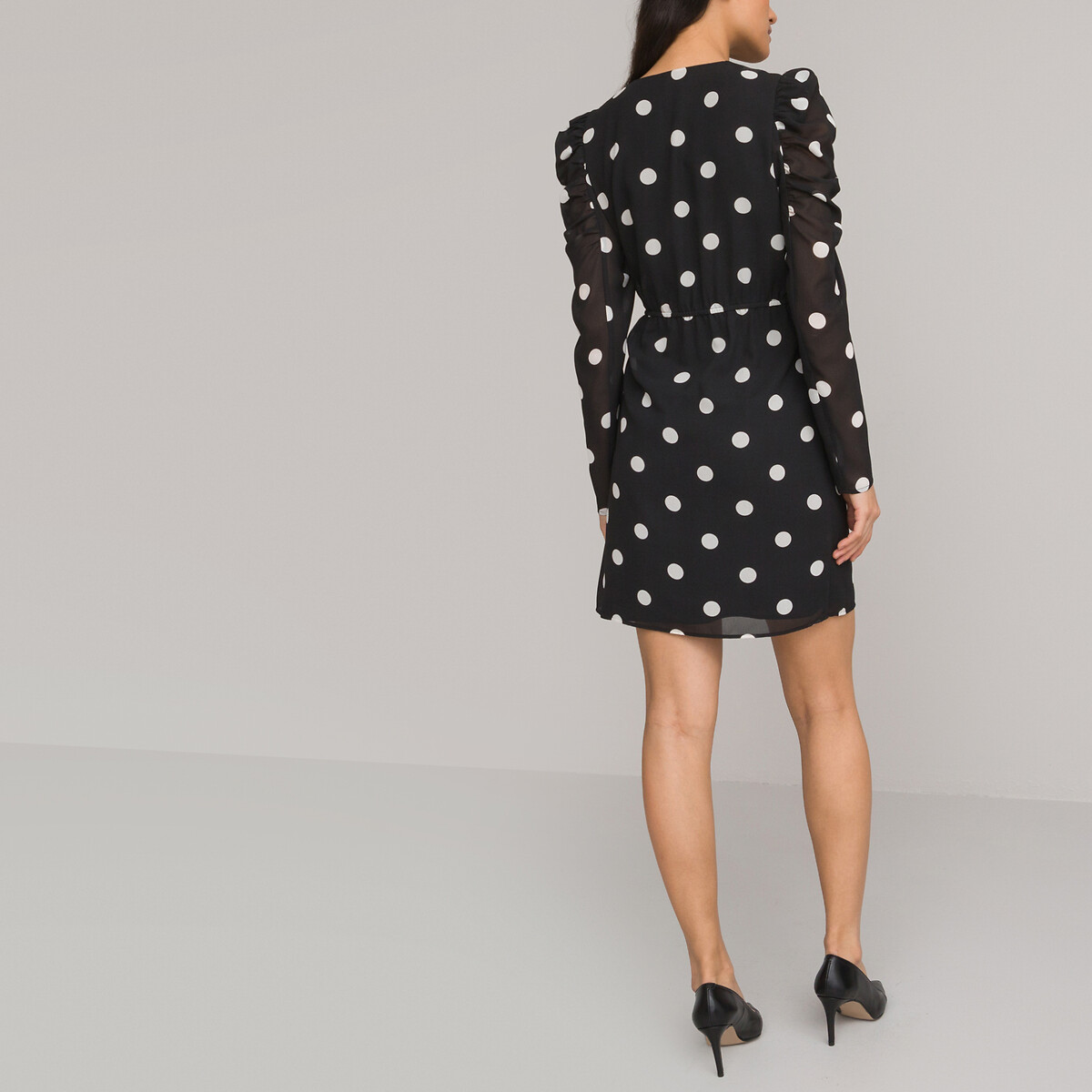 LA REDOUTE COLLECTIONS<br>Vestido curto envelope com estampa de bolinhas