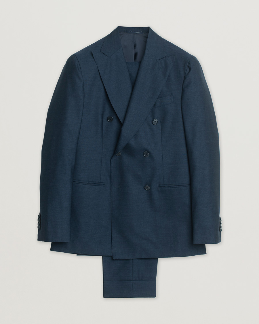 Gaiola Napoli Double Breasted Wool Suit Navy 50