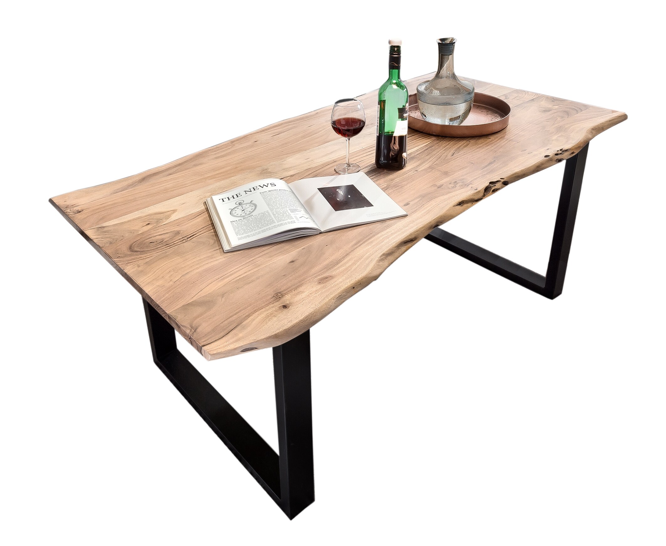 Tisch 200x100 Akazie Stahl Holztisch Esstisch Speisetisch Küchentisch Esszimmer