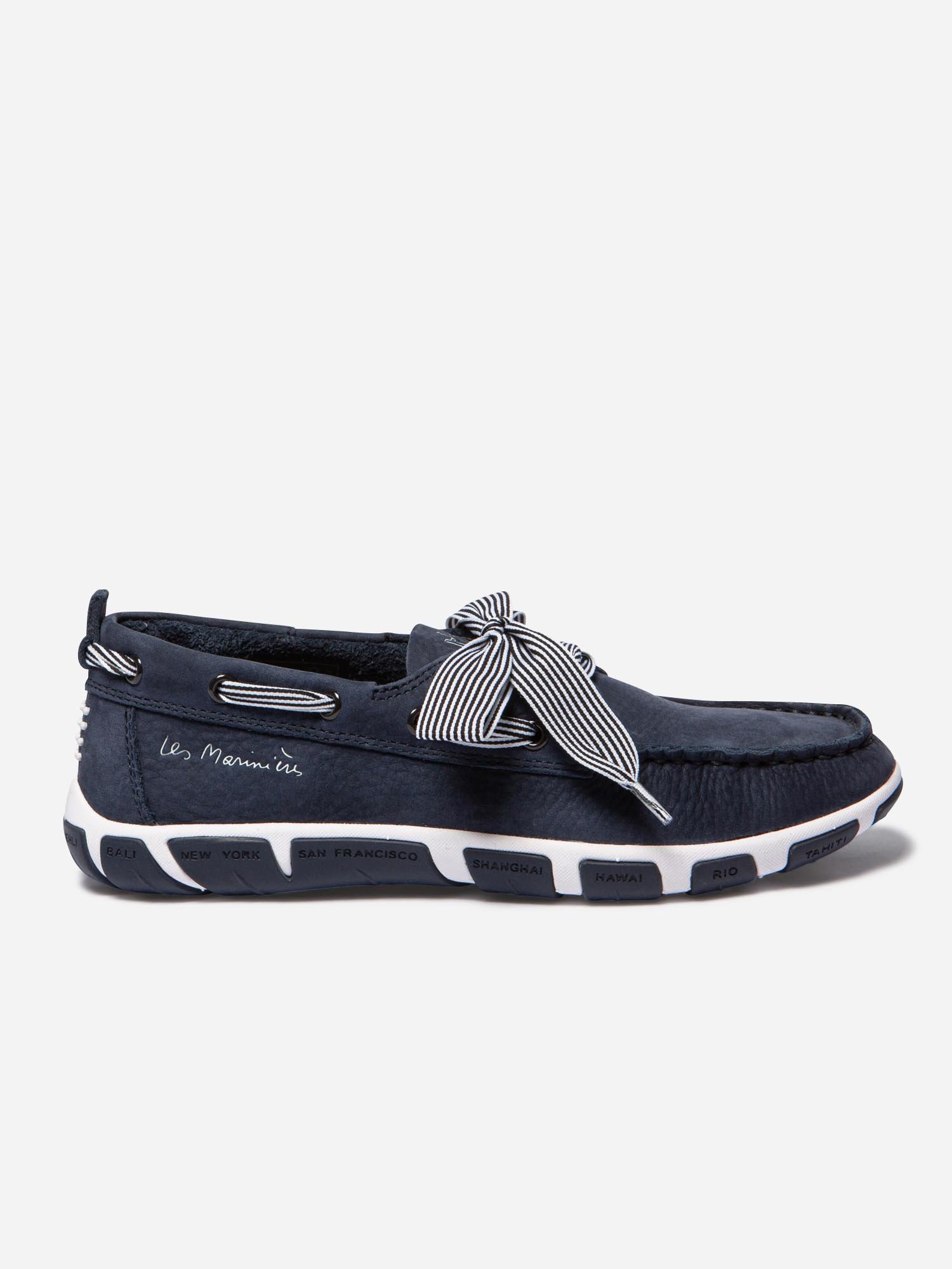 Chaussures Bateau Femme Cuir Marine