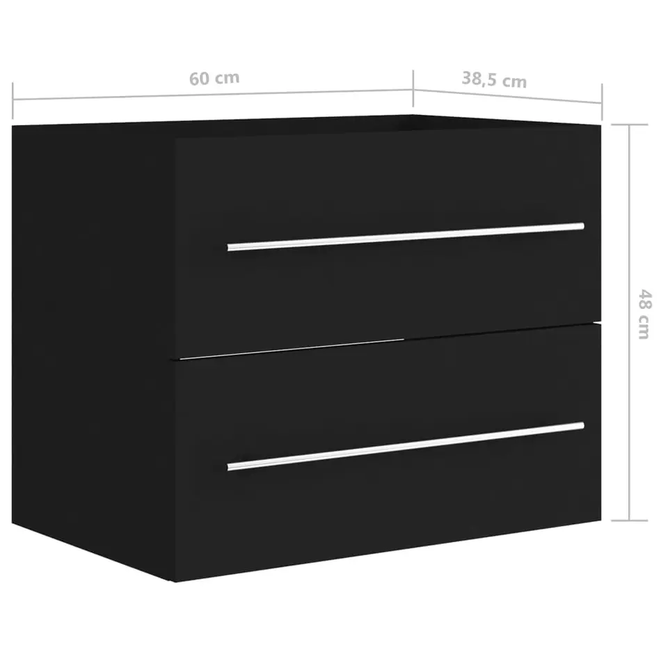 vidaXL - Wastafelkast - Zwart - Bewerkt hout - 60 x 38.5 x 48 cm