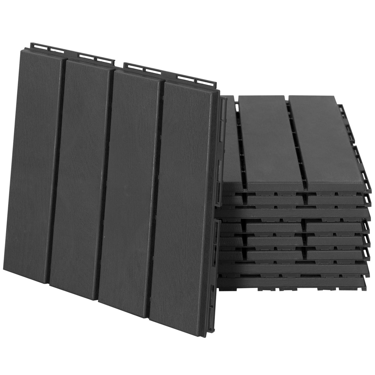Outsunny 9-delige set terrastegels, tuinkliktegels, 30 x 30 cm, kunststof, zwart