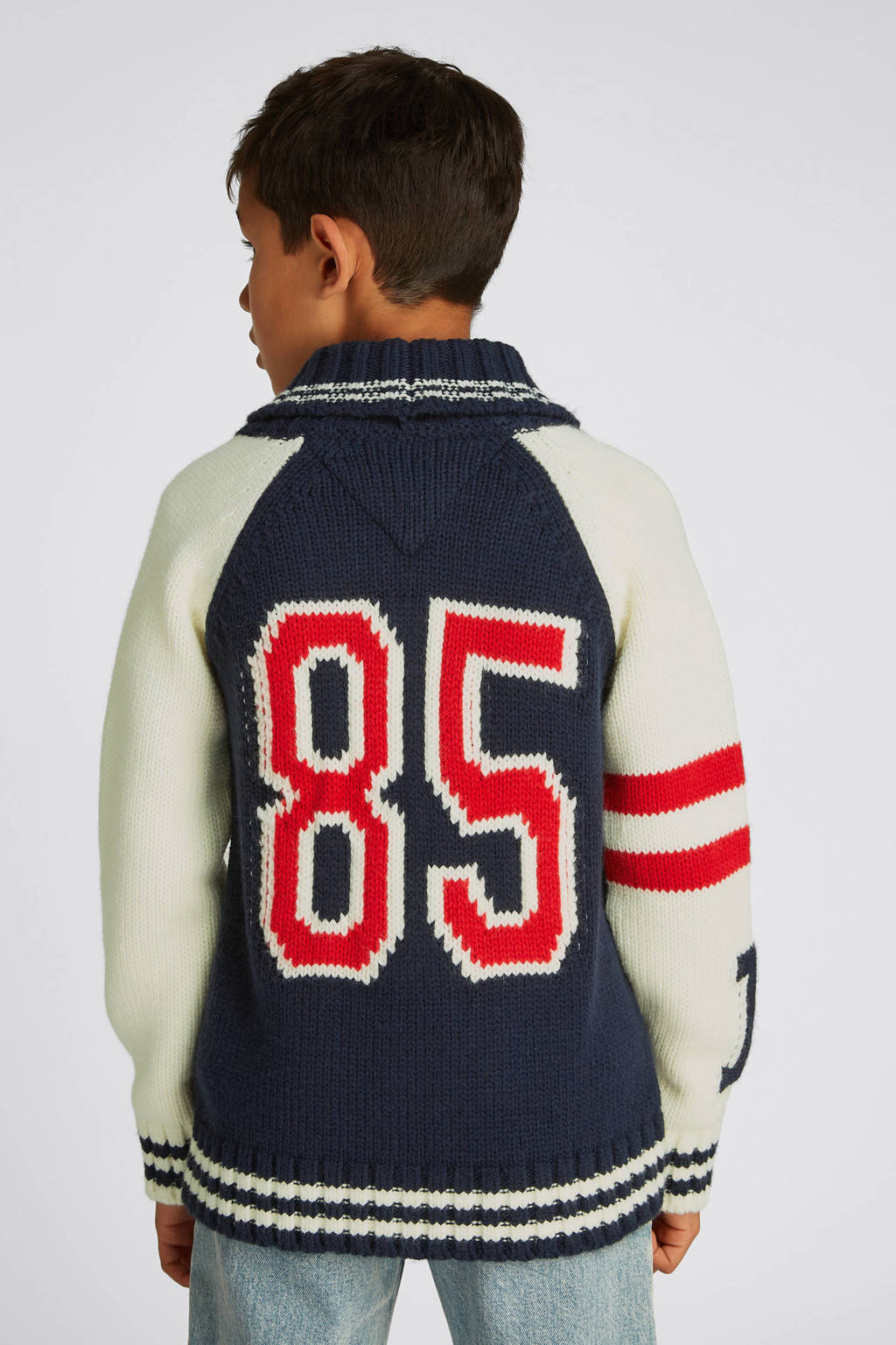 Tommy Hilfiger vest donkerblauw grof gebreid