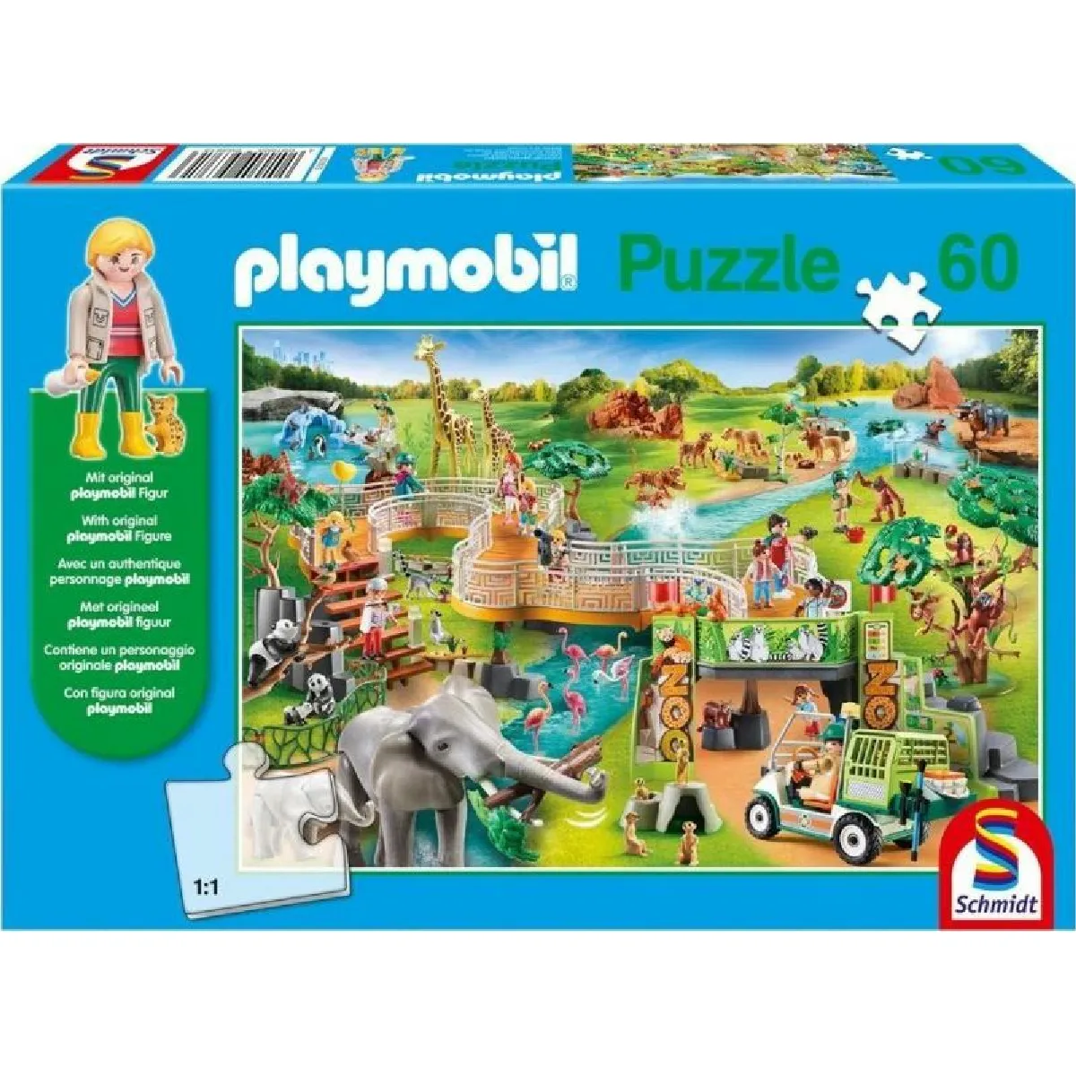 Schmidt Spiele Zoo, Puzzle Enfants avec Playmobil