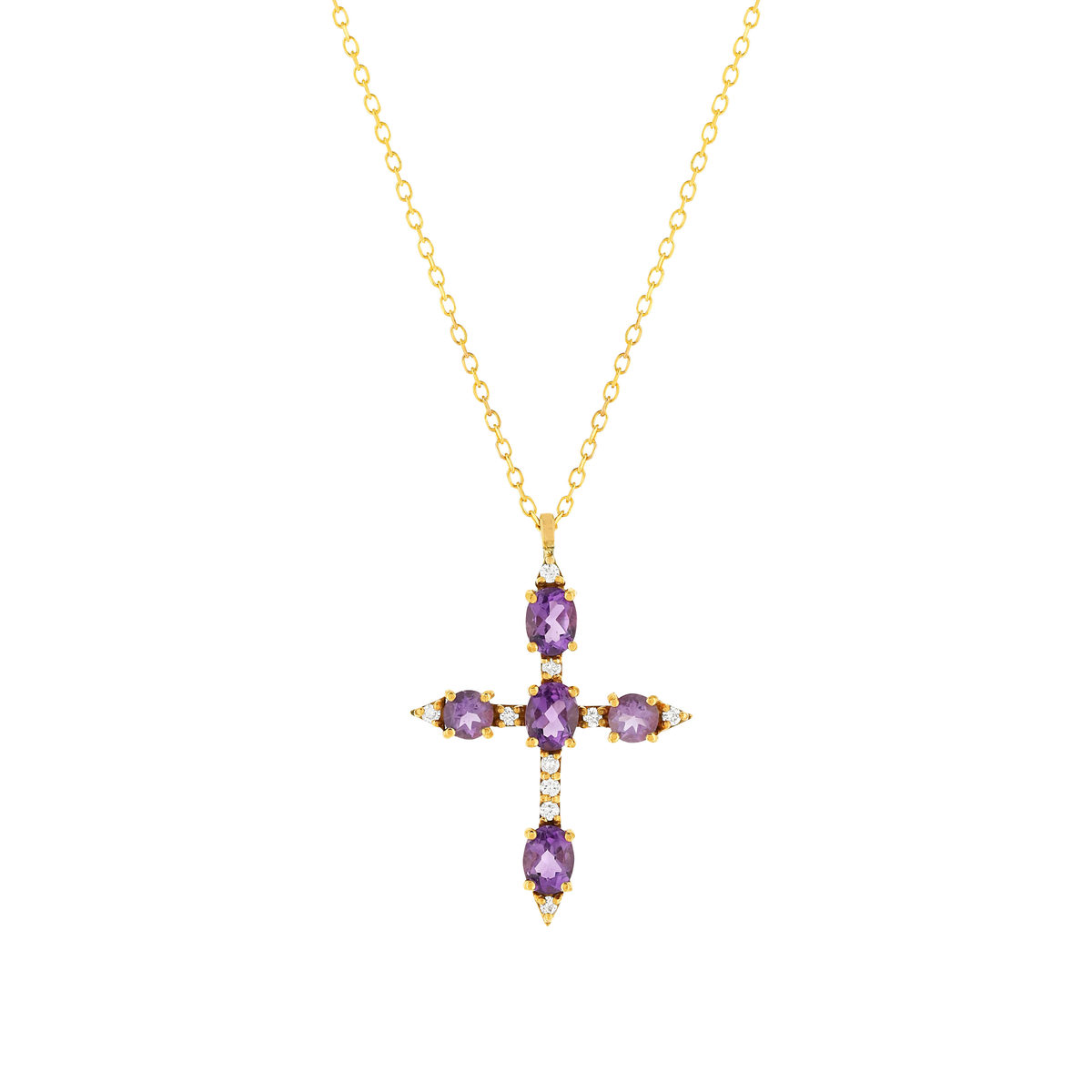 Collier or jaune 375 améthystes zirconias 45 cm