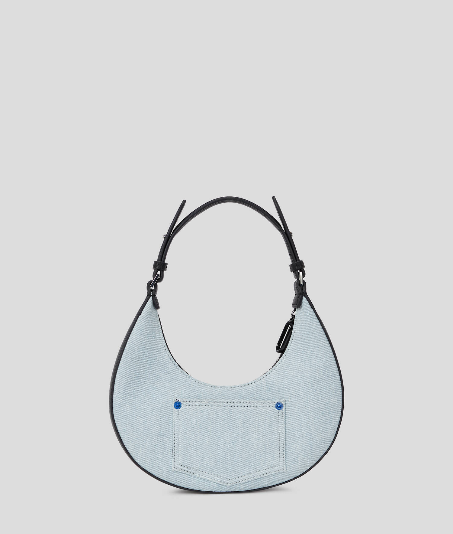SAC PORTÉ ÉPAULE DEMI-LUNE AVEC LOGO CARRÉ - Bleu Clair
