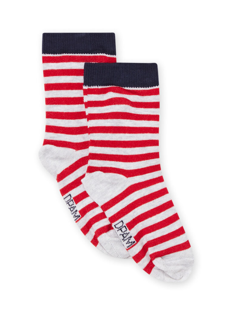 Chaussettes rouges et gris chiné enfant garçon