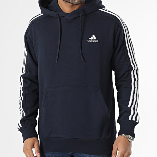 Sweat Capuche A Bandes 3 Stripes IC0436 Bleu Marine