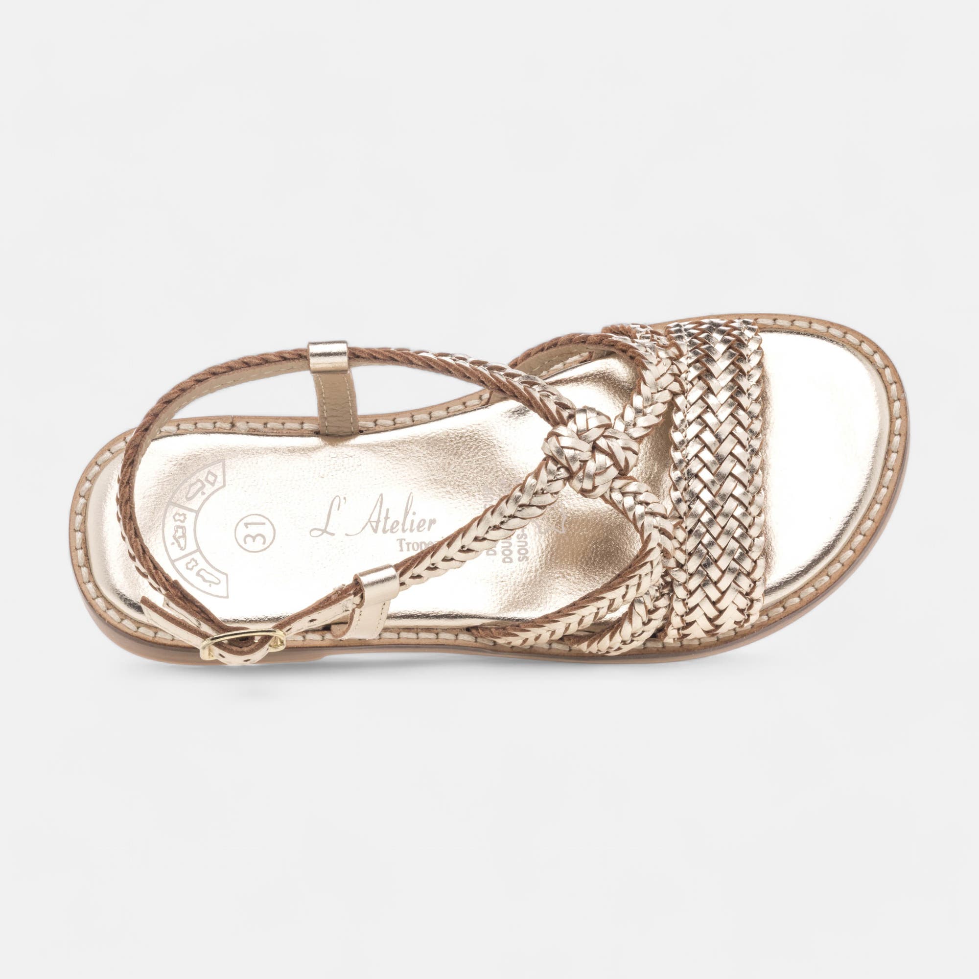 Nu-pieds Fille en cuir or