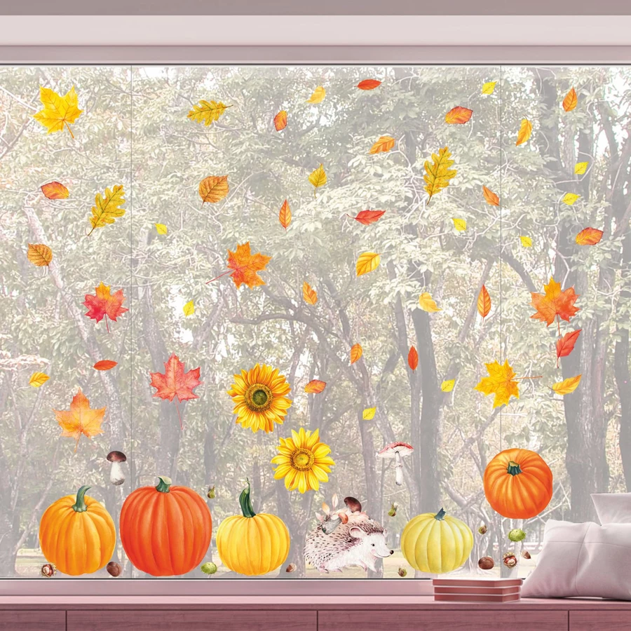 Nikima Fensterbilder Herbst selbstklebend bunt