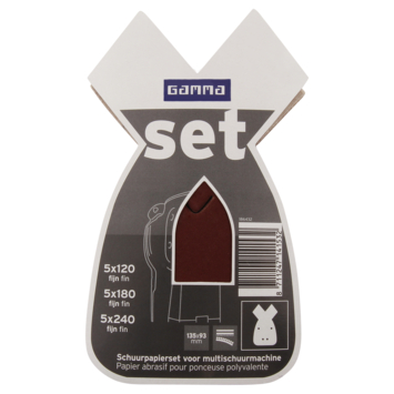 GAMMA schuurpapier 135x93mm (5xK120, 5xK180 en 5xK240) voor multischuurmachine / mouse