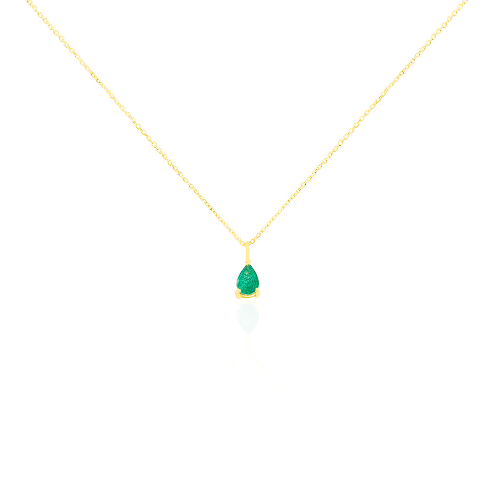 Collier Goutte Or Jaune Emeraude