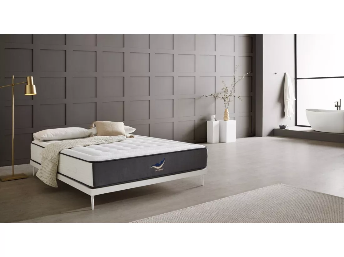 Matelas 160x200 ressorts ensachés SIMPUR EXCLUSIVE SPORT | épaisseur +/- 30 cm | avec mousse hr haute densité | soutien semi-ferme