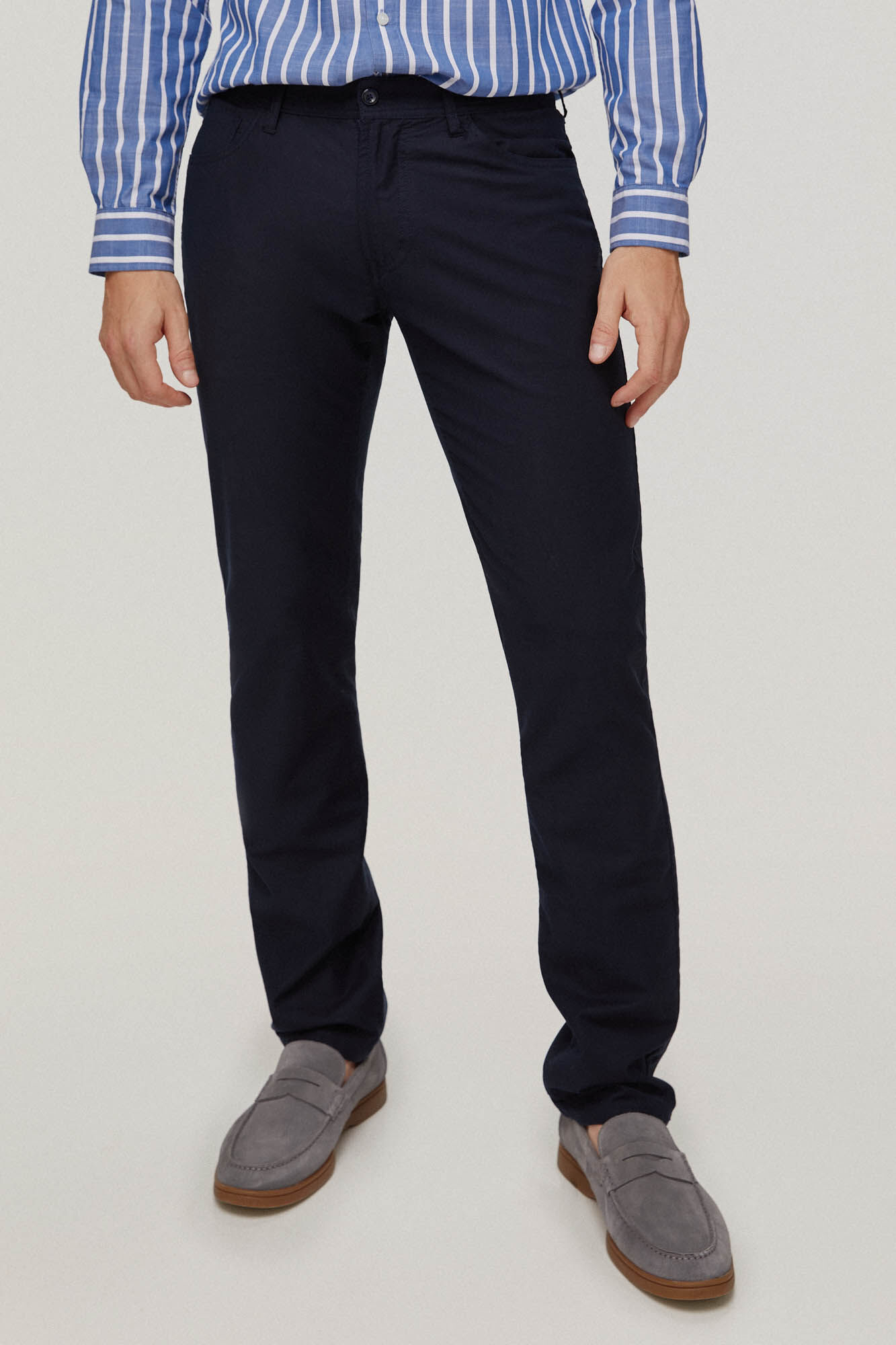 Calça slim fit com 5 bolsos - Azul