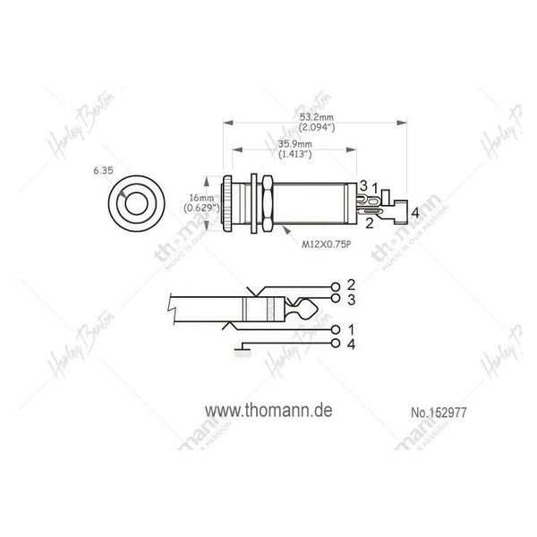 Harley Benton Parts Zargenbuchse Gold