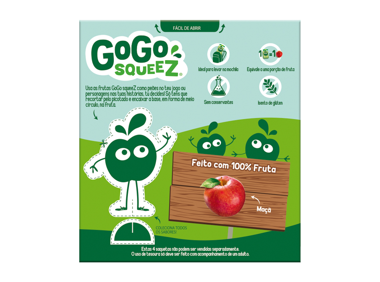 SAQUETAS FRUTA GO GO SQUEEZ MAÇÃ 4X90G