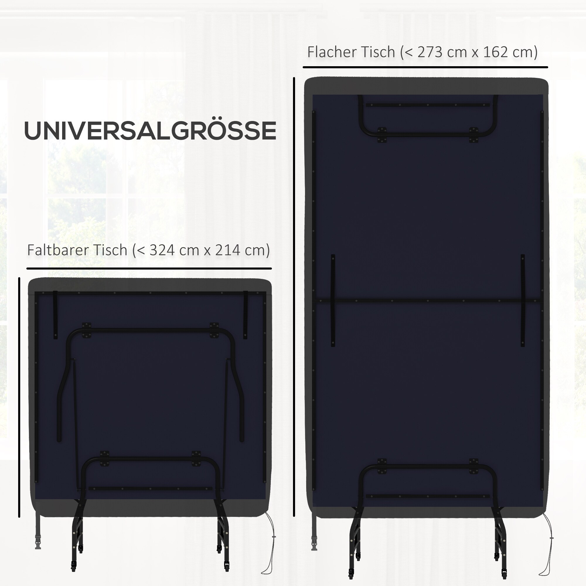 SPORTNOW Tischtennisplatte Abdeckung mit Reißverschluss schwarz 275L x 153B x 5H cm