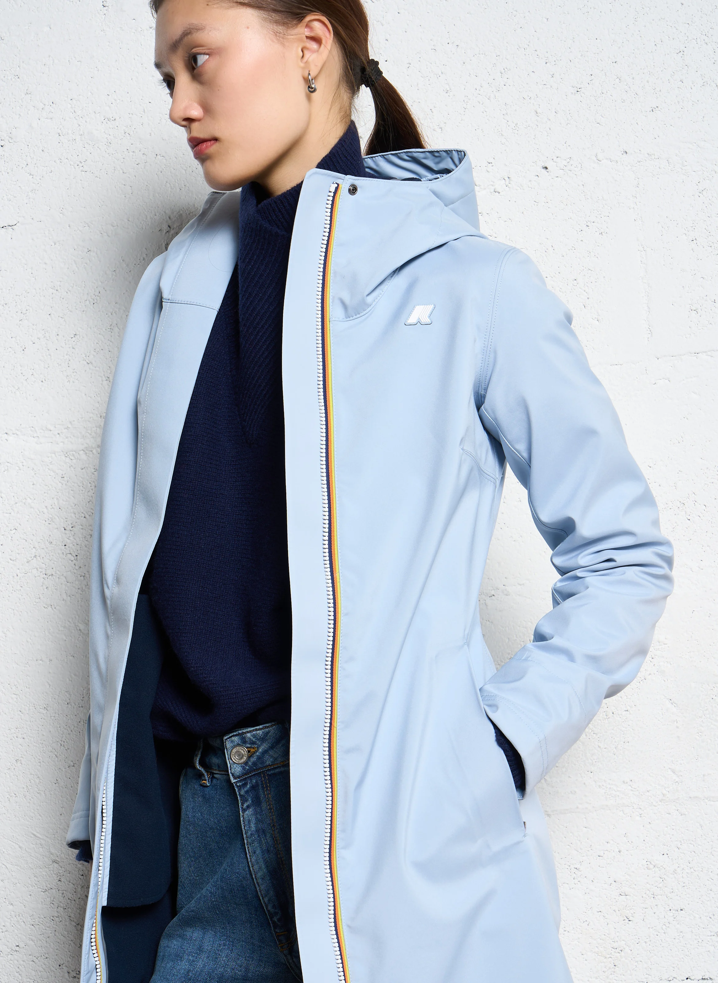 STEPHY BONDED - Imperméable col montant droit | Bleu