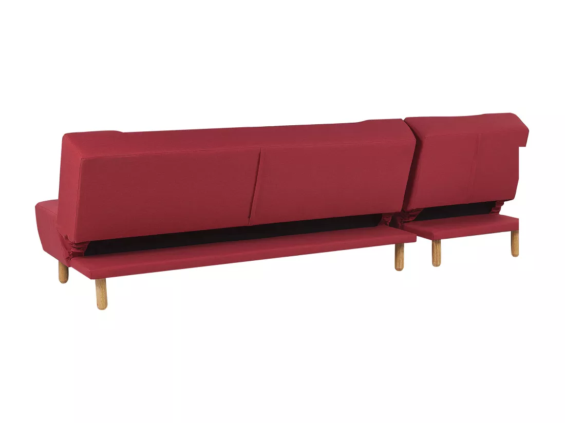 Canapé angle à gauche convertible en tissu rouge 4 places ALSTEN