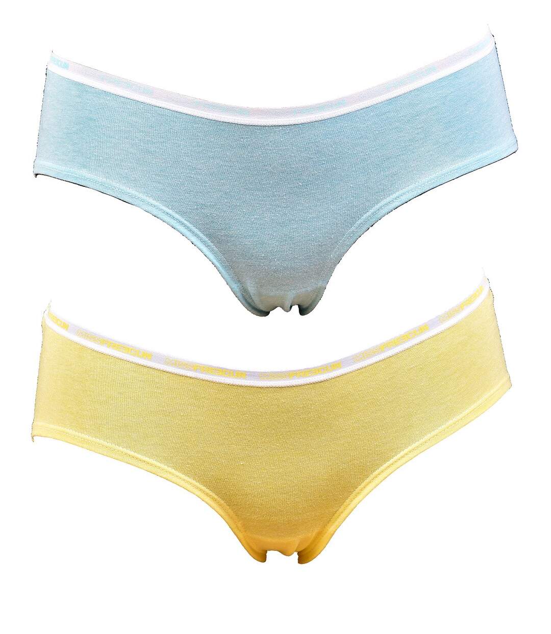 Culottes Femme MISS FREEGUN Confort Qualité supérieure Coton Majoritaire Pack de 2 Fresh Bleu/Jaune