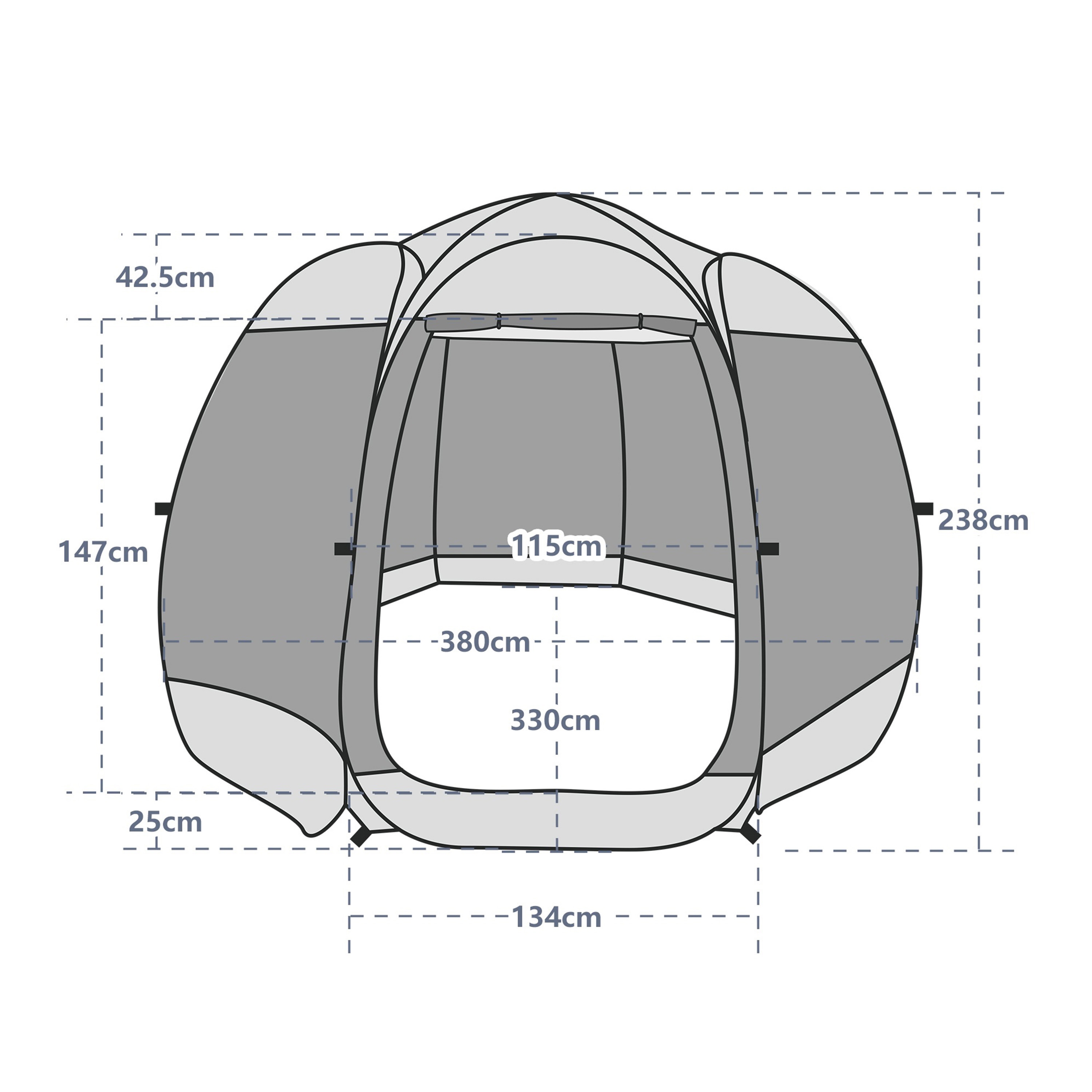 Pop-Up Pavillon LED 8-10 Personen 4 x 3 m transparent/schwarz