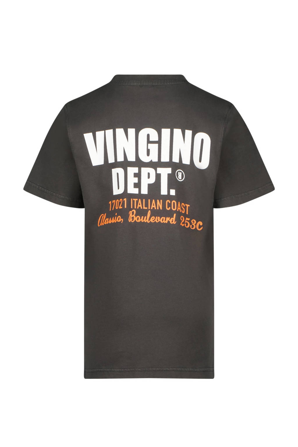 Vingino T-shirt Jary met backprint donkergrijs