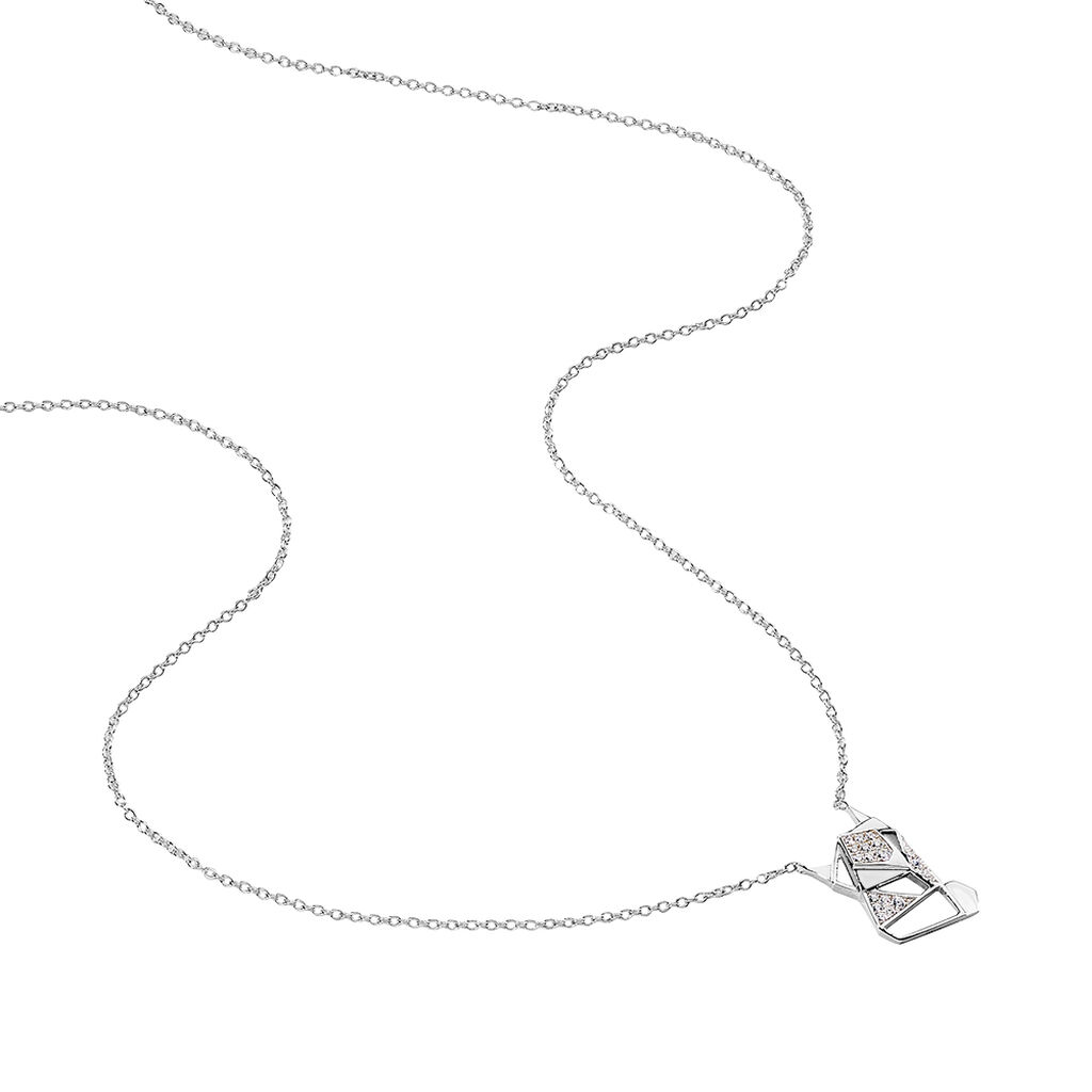 Collier Origami Argent Blanc Oxyde De Zirconium