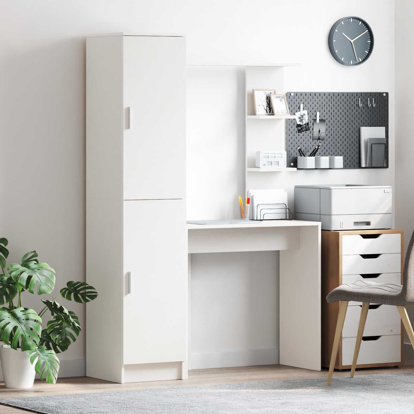 vidaXL Opbergbureau met plank 2 st Wit 78,5 x 37 x 154,5 cm