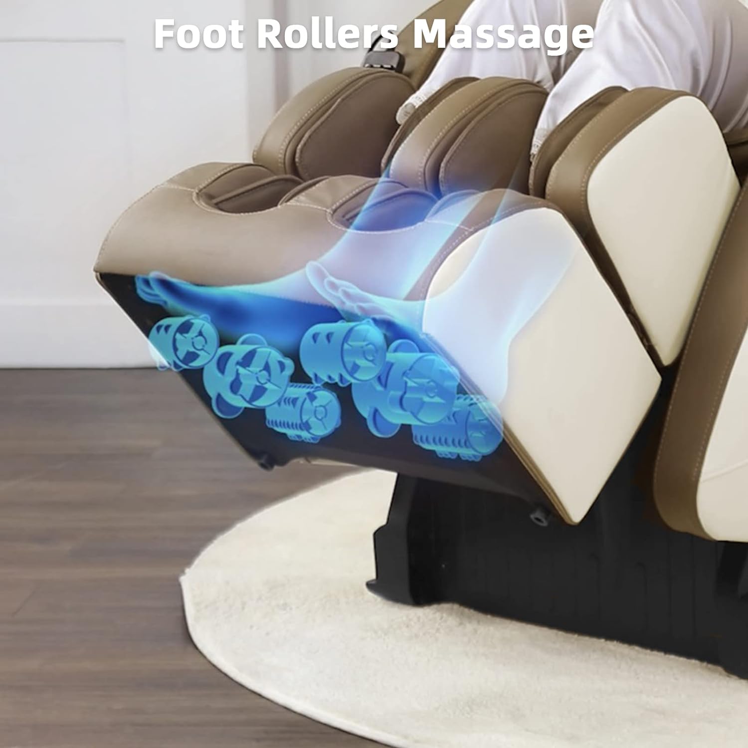 Poltrona de massagem corporal completa MassaMAX 2024, reclinável com gravidade zero, alongamento de ioga, trilho SL, airbags, aquecimento, tela sensível ao toque e massagem nos pés (MD906-Bege)