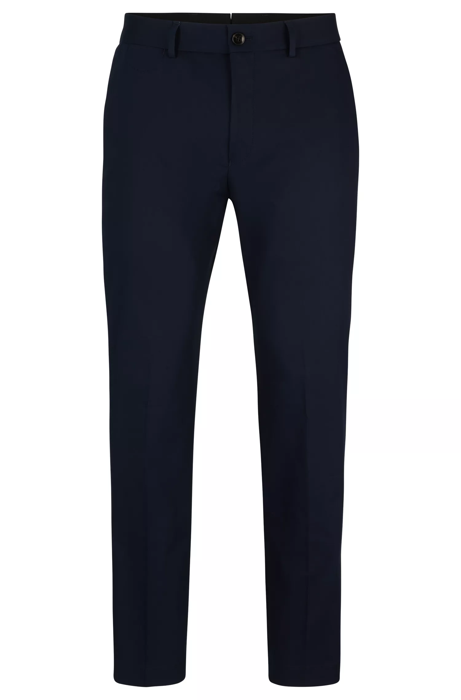 Calça BOSS Camel Slim-fit em algodão elástico com seda