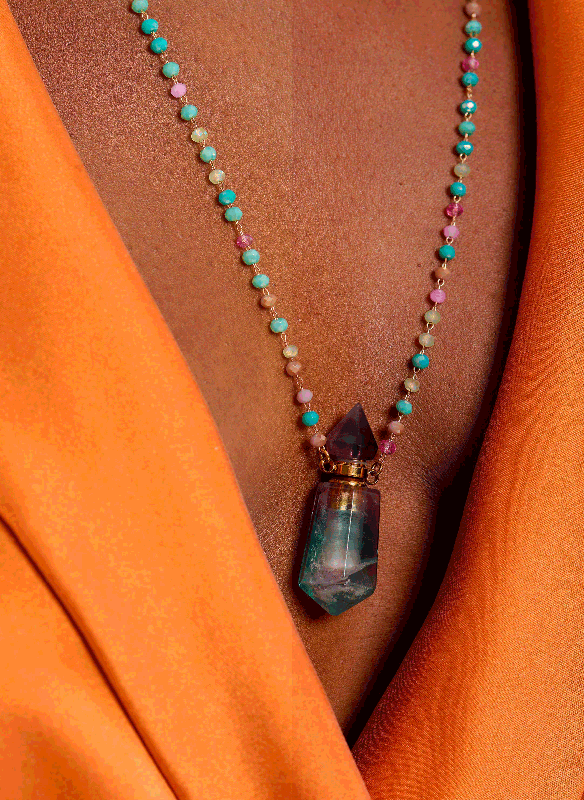 HUMEY - Collier sautoir en laiton et perles | Multicolore