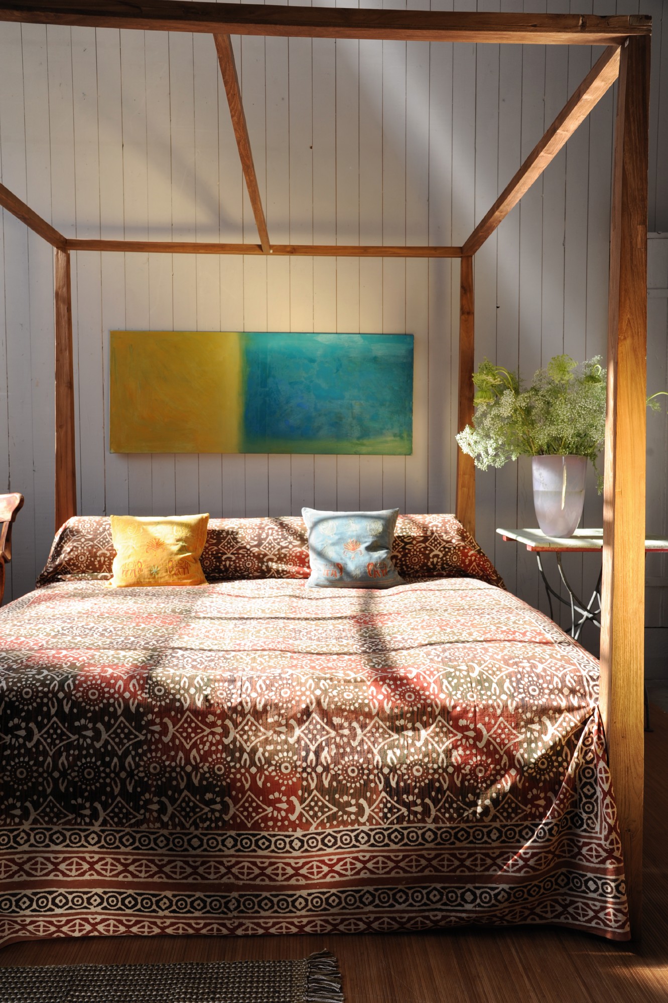 Himmelbett 'Surakarta' aus recyceltem Teak, natur, B 160 cm, L 200 cm von fischer's lagerhaus