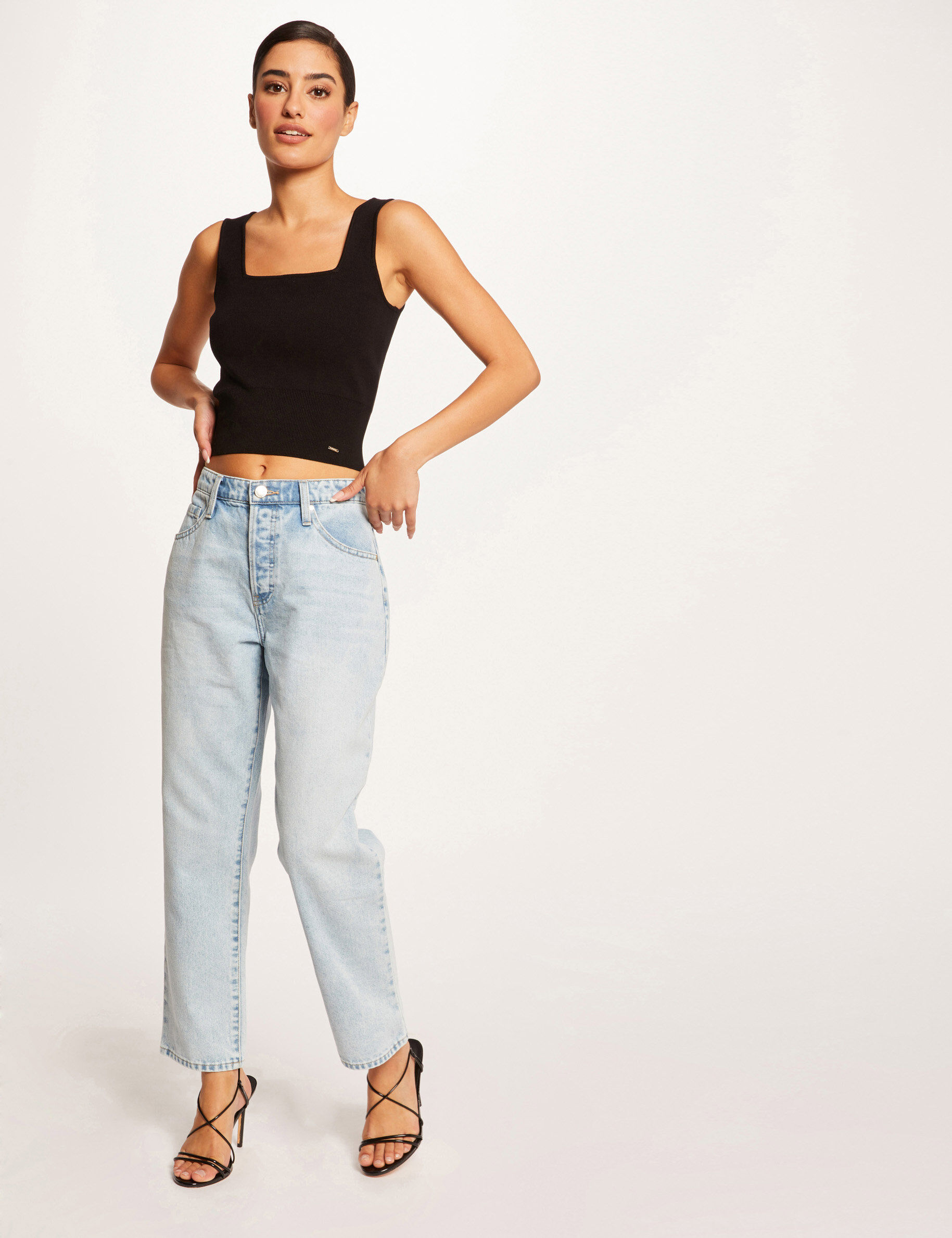Débardeur pull bretelles larges noir femme - noir