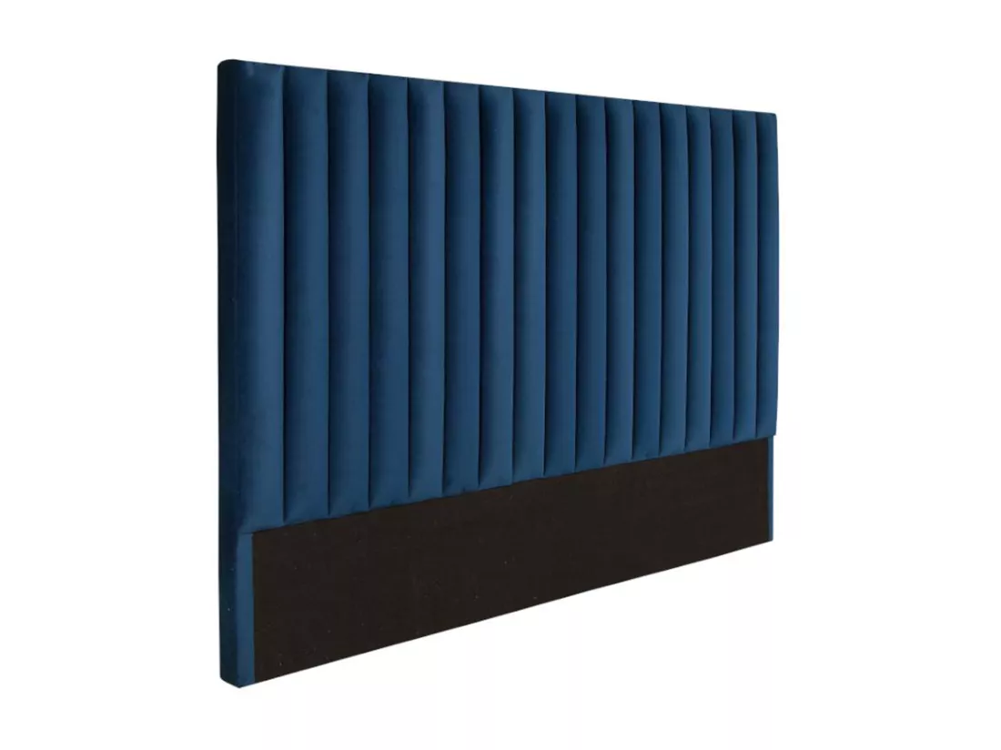 Tête de lit coutures verticales SARAH - 170 cm - Velours - Bleu nuit