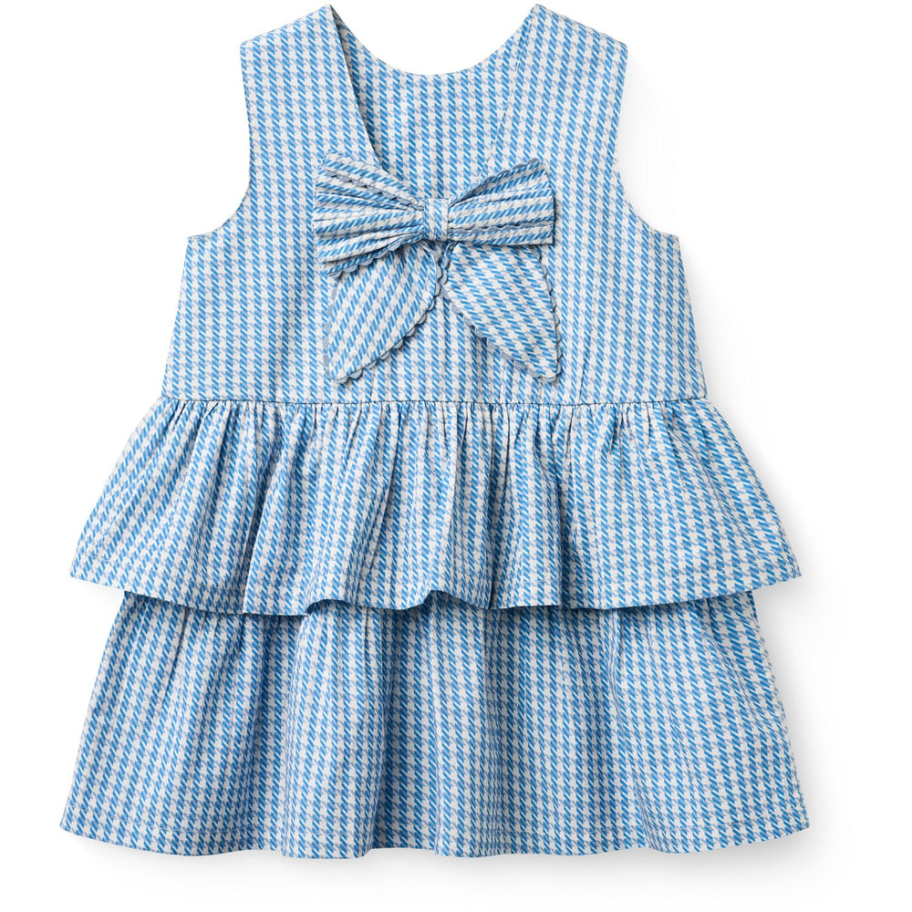 Køb COPENHAGEN COLORS Blue Houndstooth Mini Houndstooth Kjole W. Sløjfe