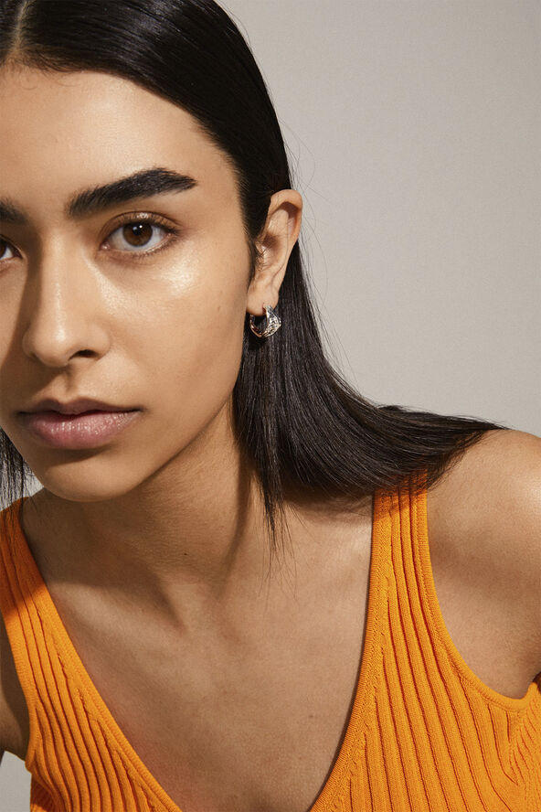 Pilgrim PIA organic shape crystal hoop earrings silver-plated Guld
