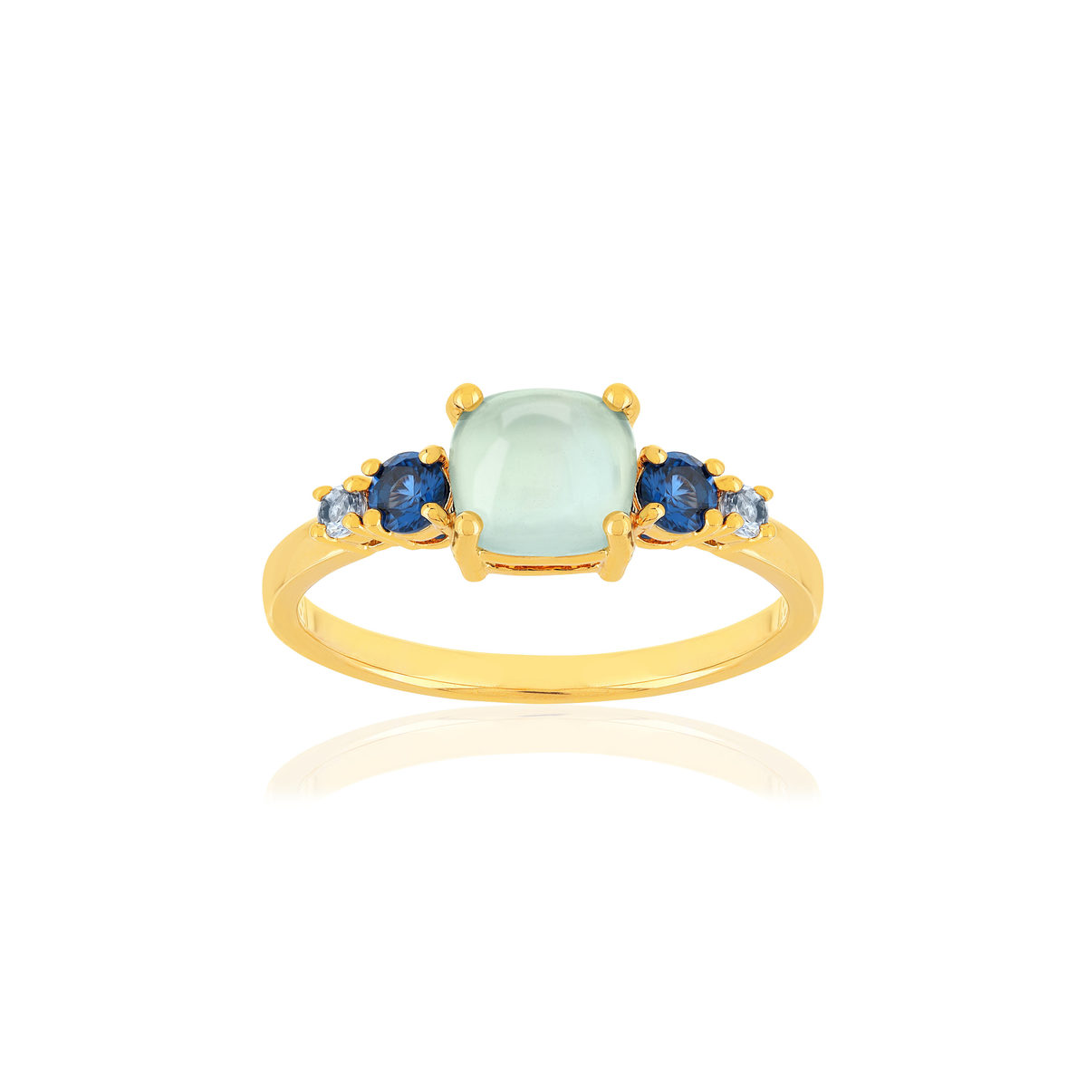 Bague plaqué or agate zirconias bleus